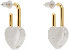 AMBUSH Silver & Gold Small Heart Padlock Earrings