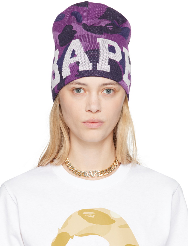 Photo: BAPE Purple Color Camo Knit Beanie