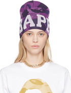 BAPE Purple Color Camo Knit Beanie