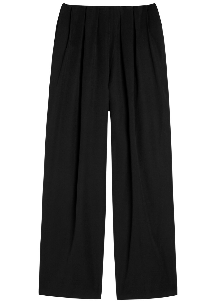 Khaite Kaia Wide-leg Wool Trousers Black
