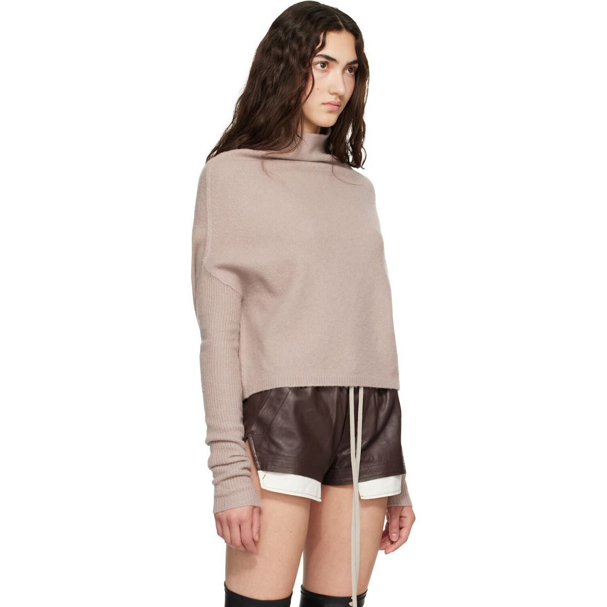 Rick Owens Pink Tower LS Crater Sweater