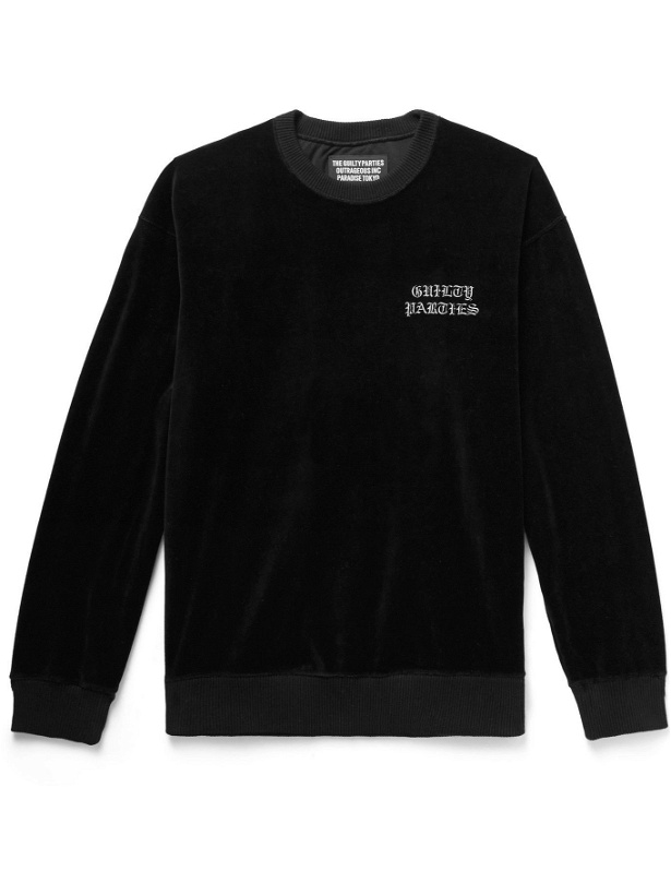 Photo: WACKO MARIA - Logo-Embroidered Cotton-Blend Velour Sweatshirt - Black
