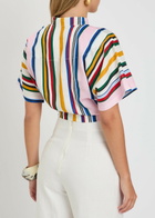 Cala DE LA Cruz Leroy Striped Cropped Linen top Stripe