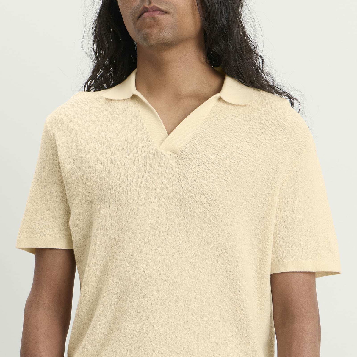 END. x Ronning Men's Textured Polo Shirt in Stone