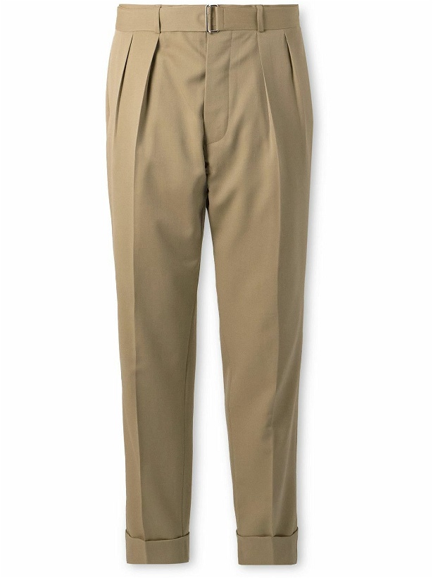 Photo: Officine Générale - Straight-Leg Pleated Belted Wool Suit Trousers - Neutrals