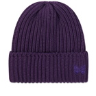 Needles Men's Merino Wool Beanie Hat in Purple