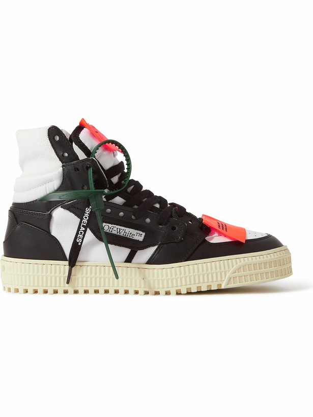 Photo: Off-White - 3.0 Off-Court Leather and Canvas High-Top Sneakers - Black