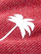 Palm Angels - Logo-Print Paint-Splattered Cashmere and Wool-Blend Sweater - Red
