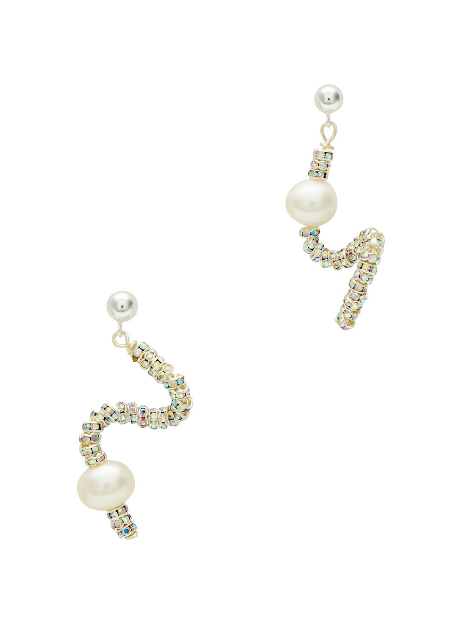 Pearl Octopuss.y Tiny Snakes Embellished Drop Earrings - Silver - One Size