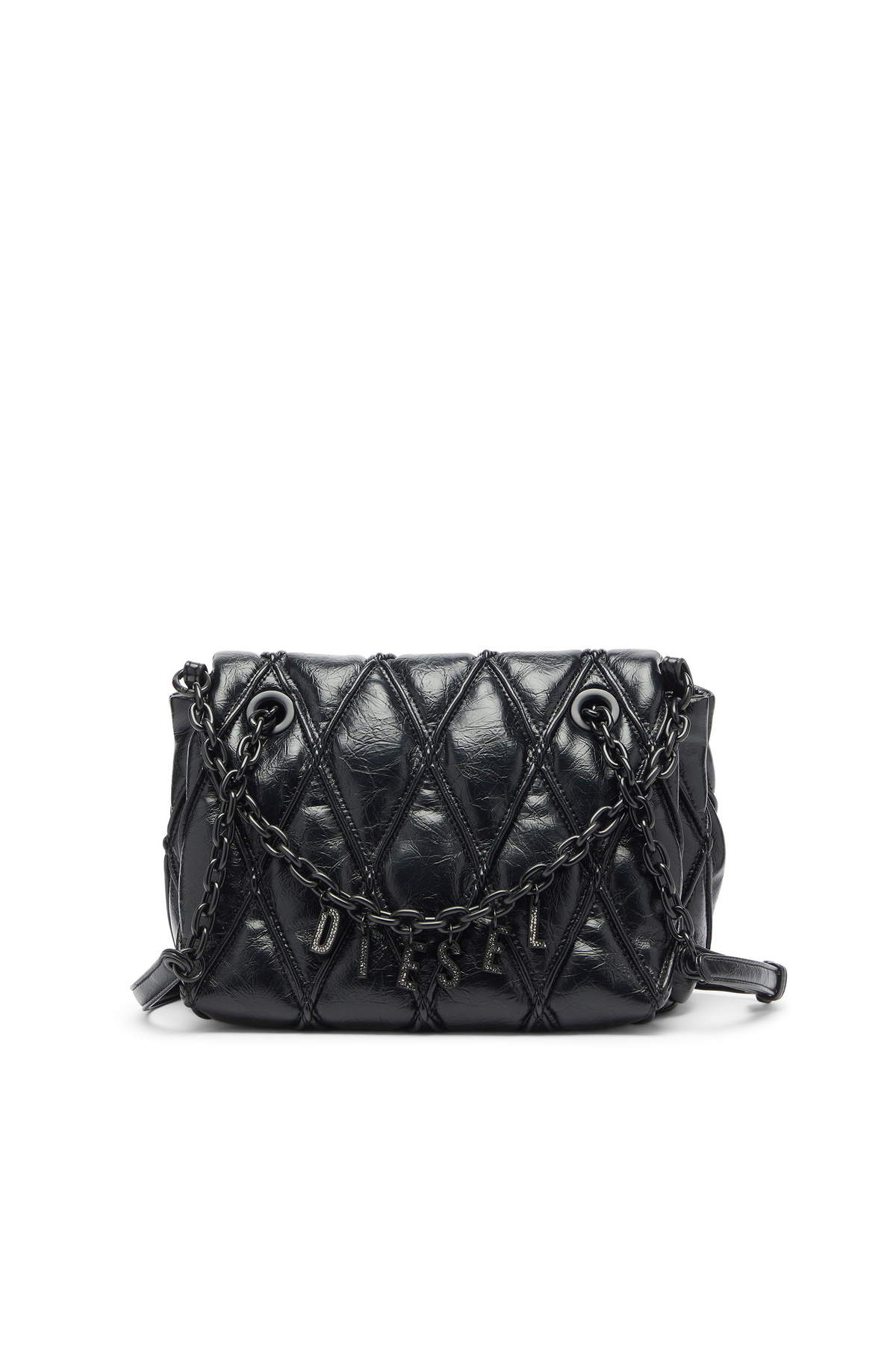Diesel Charm-D - Shoulder bag in shiny quilted PU - Shoulder Bags Womens in Black