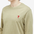 AMI Paris Men's Long Sleeve Small A Heart T-Shirt in Heather Sage