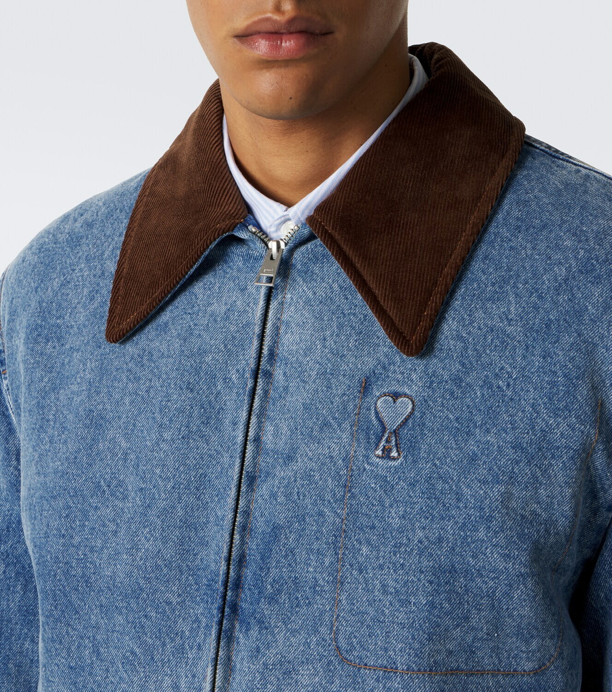Ami Paris Ami de Coeur corduroy-trimmed denim jacket