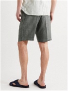 120% - Straight-Leg Linen-Gauze Drawstring Bermuda Shorts - Gray