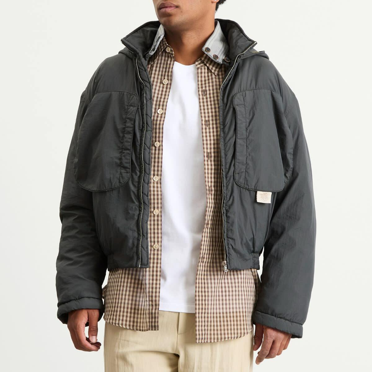 Ranra Men's Purs Padded Nylon Hoodie Jacket in Peat