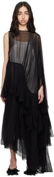 ALAINPAUL Black & White Extended Ruffle Maxi Dress