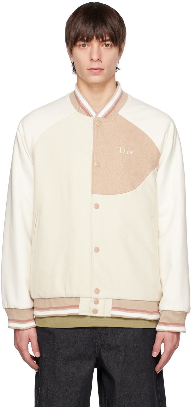 Dime Beige Letterman Bomber Dime