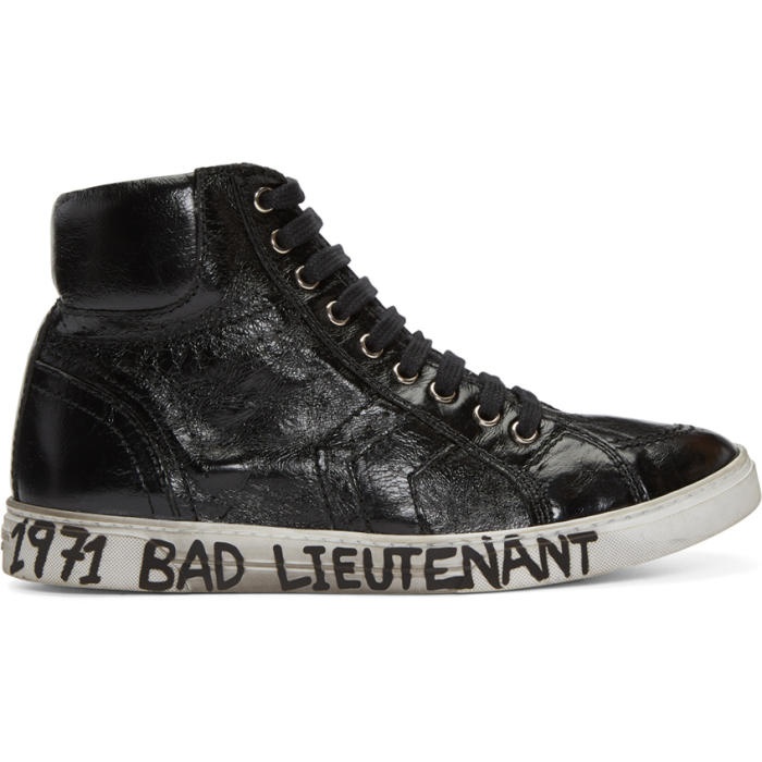 Photo: Saint Laurent Black Bad Lieutenant Joe Mid-Top Sneakers