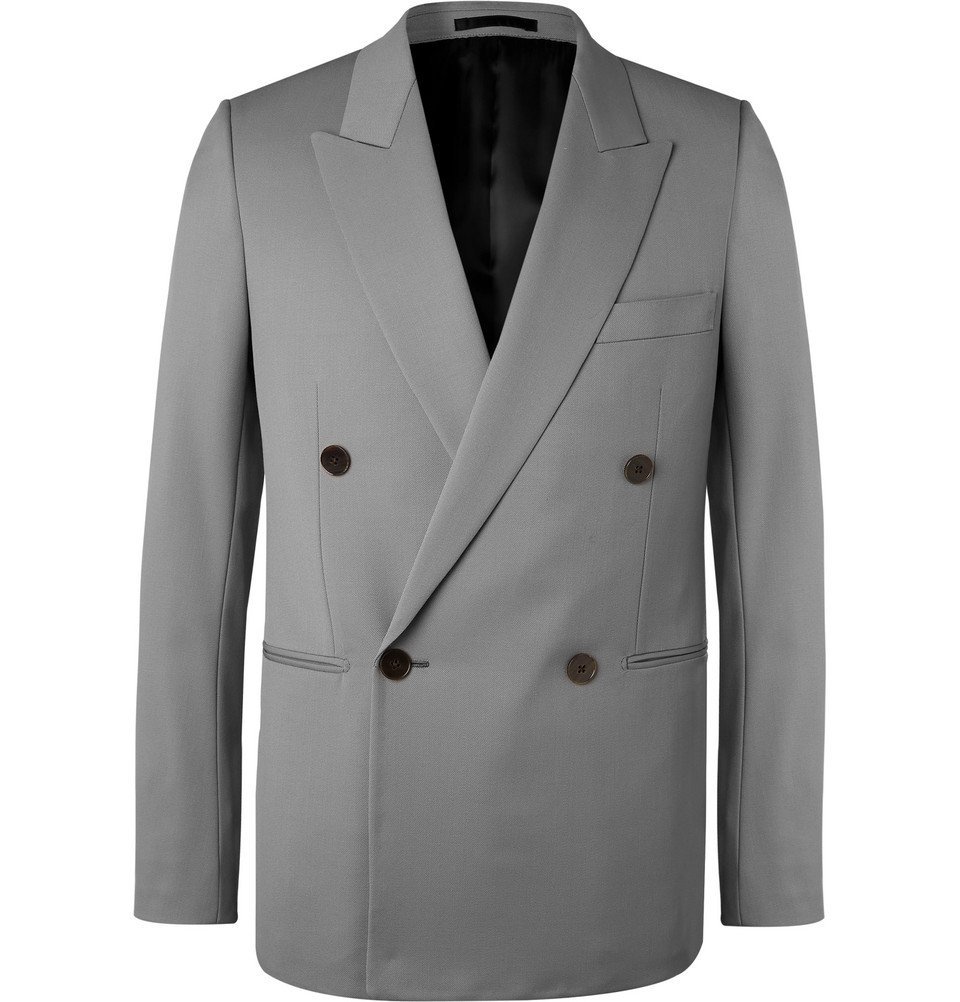 The Row - Grey Julian Slim-Fit Double-Breasted Virgin Wool Blazer