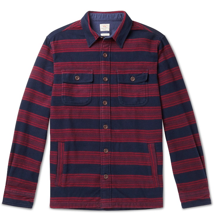 Photo: Faherty - Yukon Striped Brushed Organic Cotton-Flannel Shirt - Blue