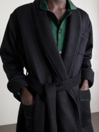 Enfants Riches Déprimés - Logo-Embroidered Belted Wool and Cashmere-Blend Robe - Black