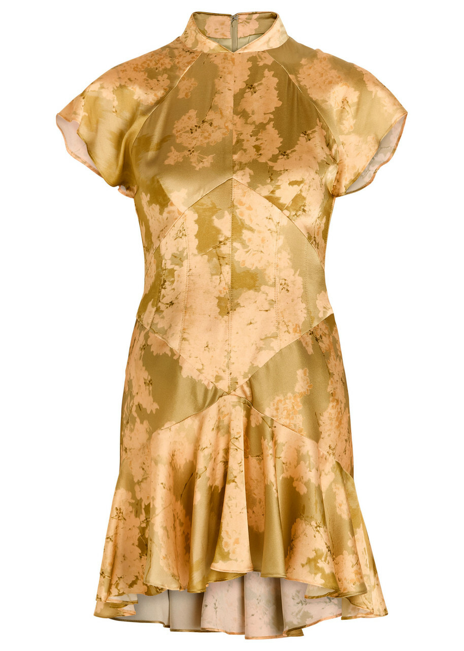 DE LA Vali Alizee Floral Print Silk-blend Mini Dress Green De La Vali DE LA Vali Alizee Floral Print Silk-blend Mini Dress Green De La Vali