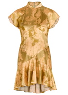 DE LA Vali Alizee Floral Print Silk-blend Mini Dress Green