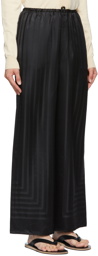 Totême Black Silk Monogram Beach Lounge Pants