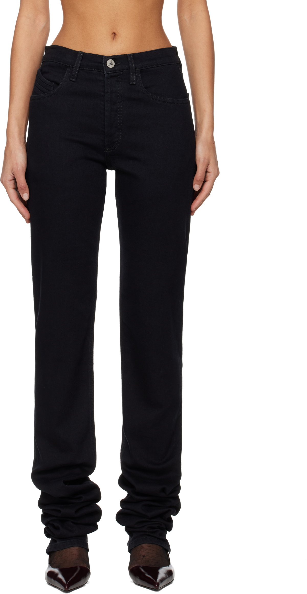 The Attico Black Washed Stretch Jeans