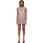 Marco Rambaldi Purple and Green Crochet Tank Dress