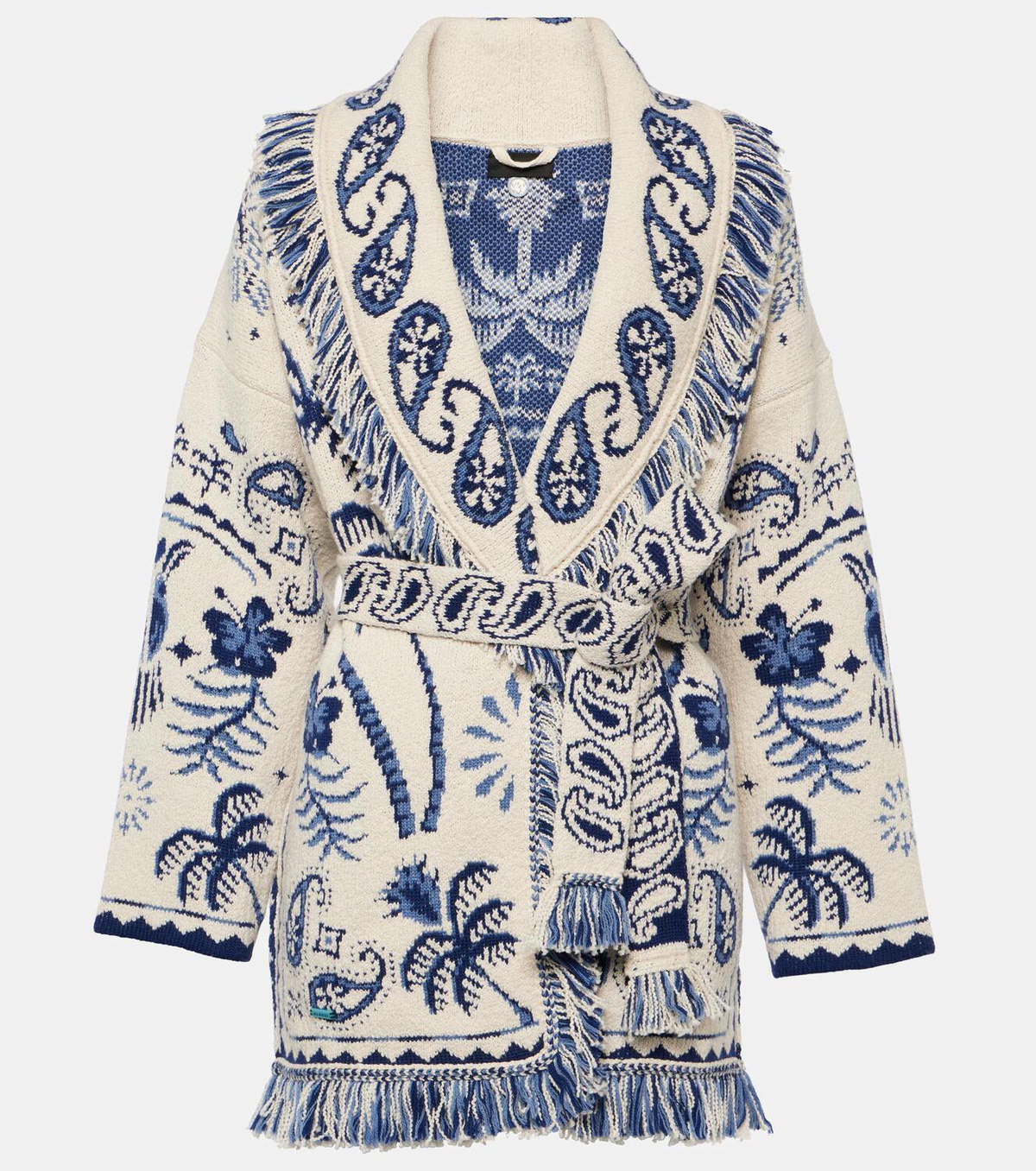 【ALANUI】fringed wool and cotton-blend jacquard コート Alanui patterned-jacquard frayed-trim Cardigan Coat