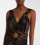 SIR Lace-trimmed silk maxi dress