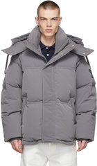 AMI Alexandre Mattiussi Grey Polyester Down Jacket