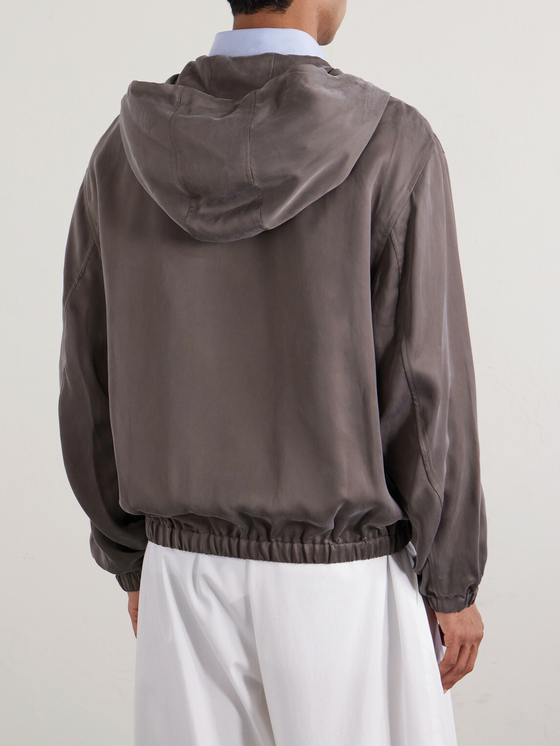 Amomento - Satin Hooded Jacket - Brown