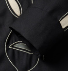 OUR LEGACY - Leather-Appliquéd Embroidered Wool Shirt - Black