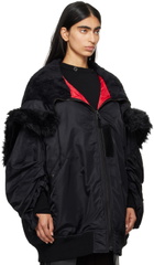 Junya Watanabe Black Nylon & Faux Fur Jacket