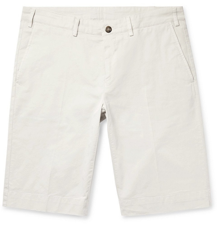Photo: Canali - Cotton-Blend Twill Shorts - Off-white