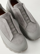 Zegna - Triple Stitch™ Monte Leather-Trimmed Suede Slip-On Sneakers - Gray