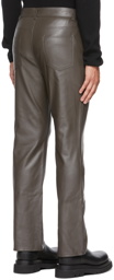 System Brown Faux-Leather Slim Trousers