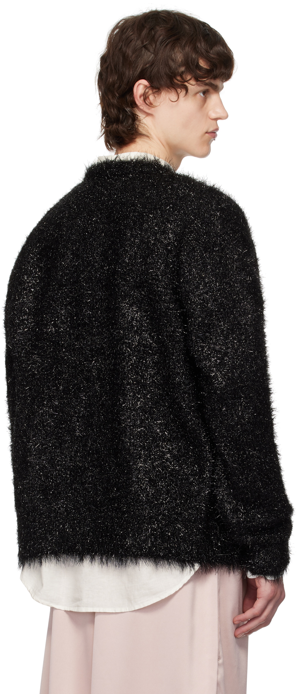 Simone Rocha Black Tinsel Knit Cardigan