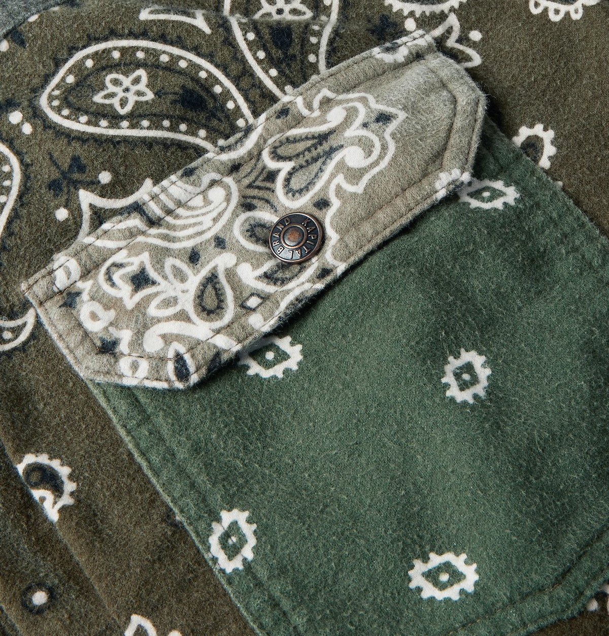 Kapital Flannel Reversible Bandana 1st Jacket Black x Khaki