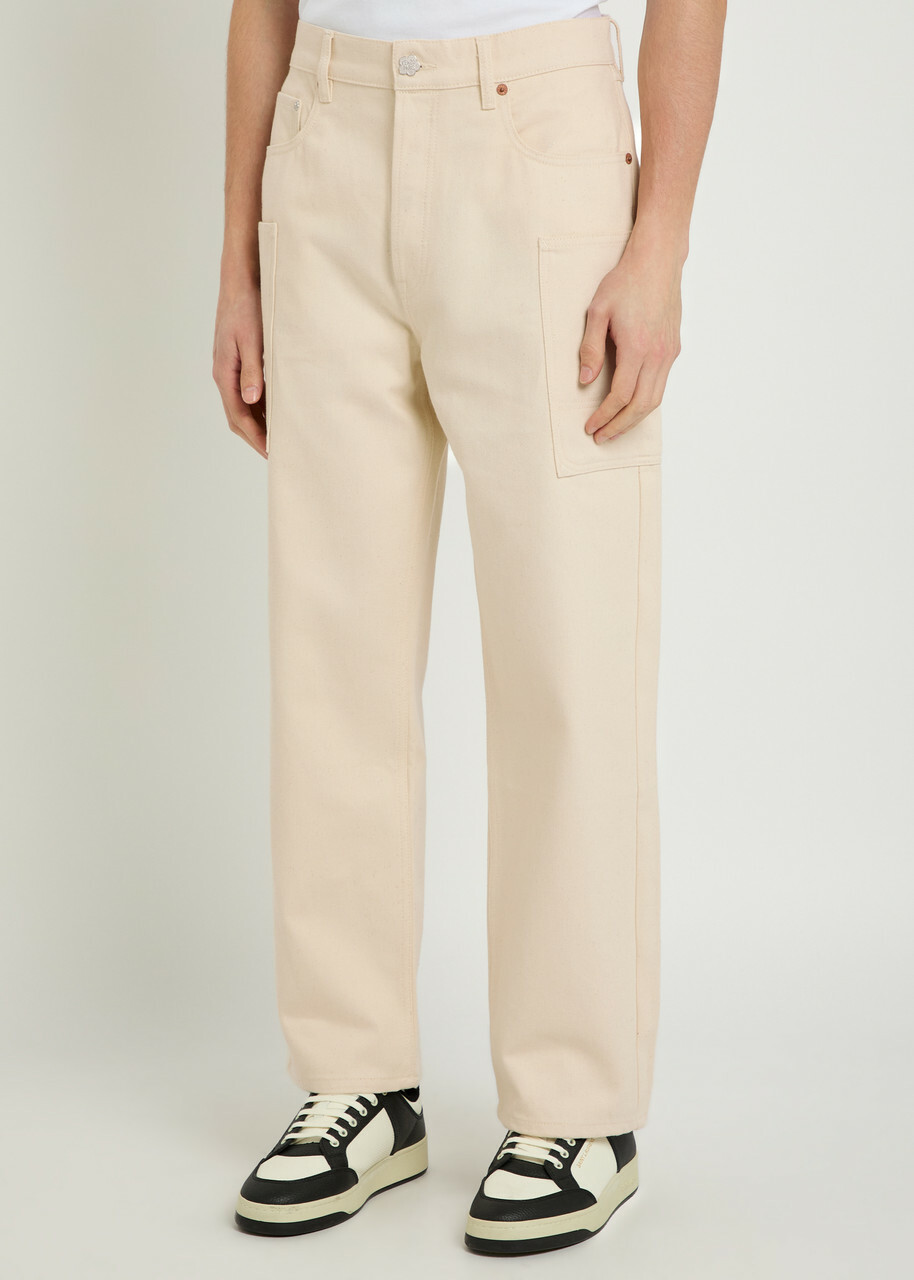 Kenzo Cargo Monkey Straight-leg Jeans White