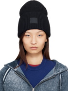 Acne Studios Black Large Face Logo Beanie