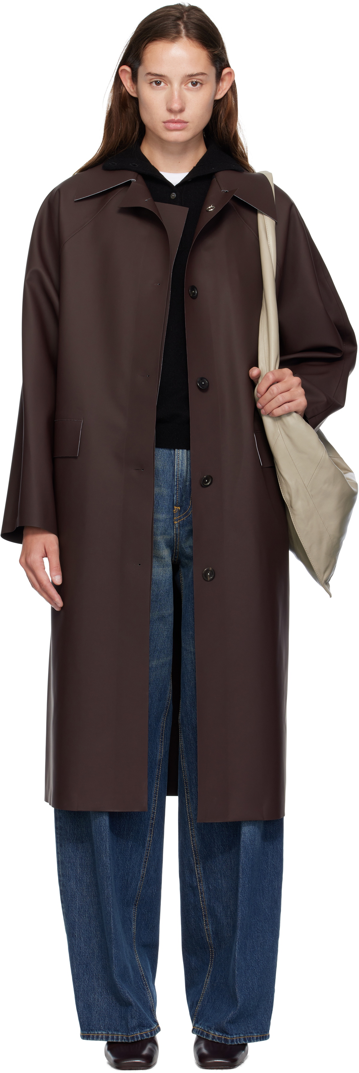 KASSL Editions Women's Original Below Rubber Coat in Latte Kassl