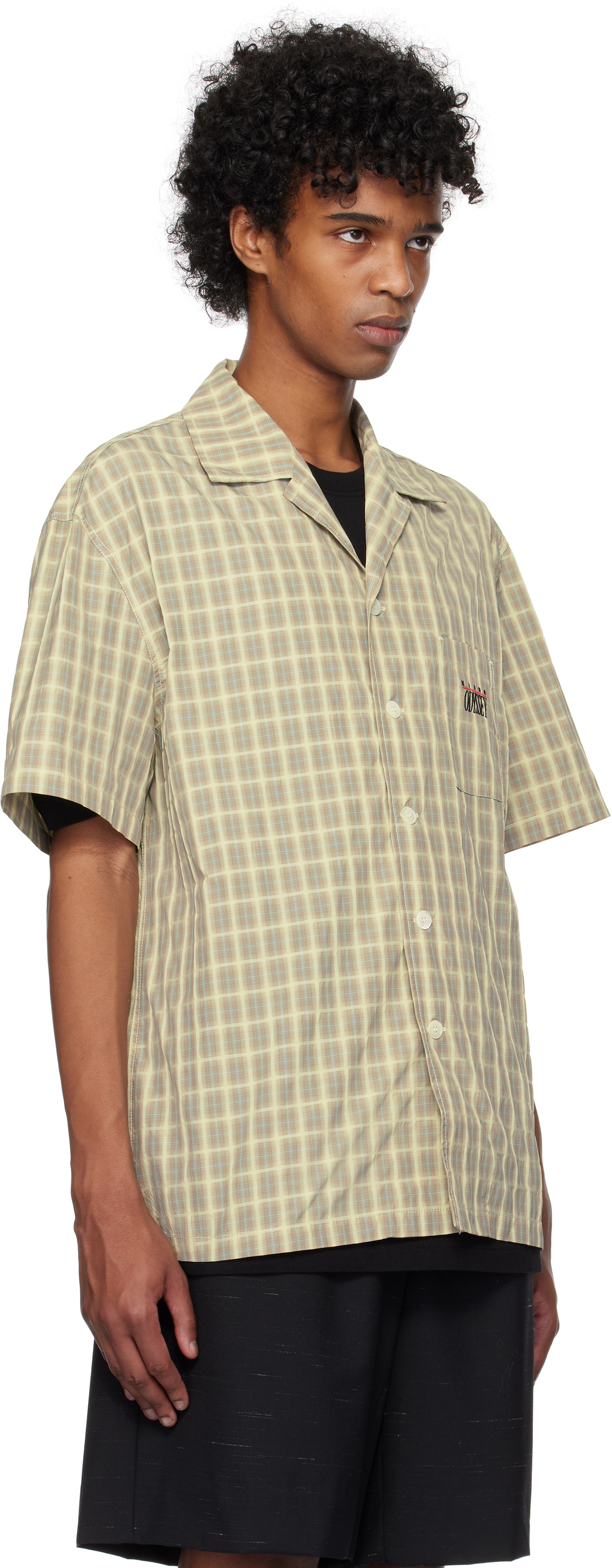Kijun Beige Check Half Sleeve Shirt