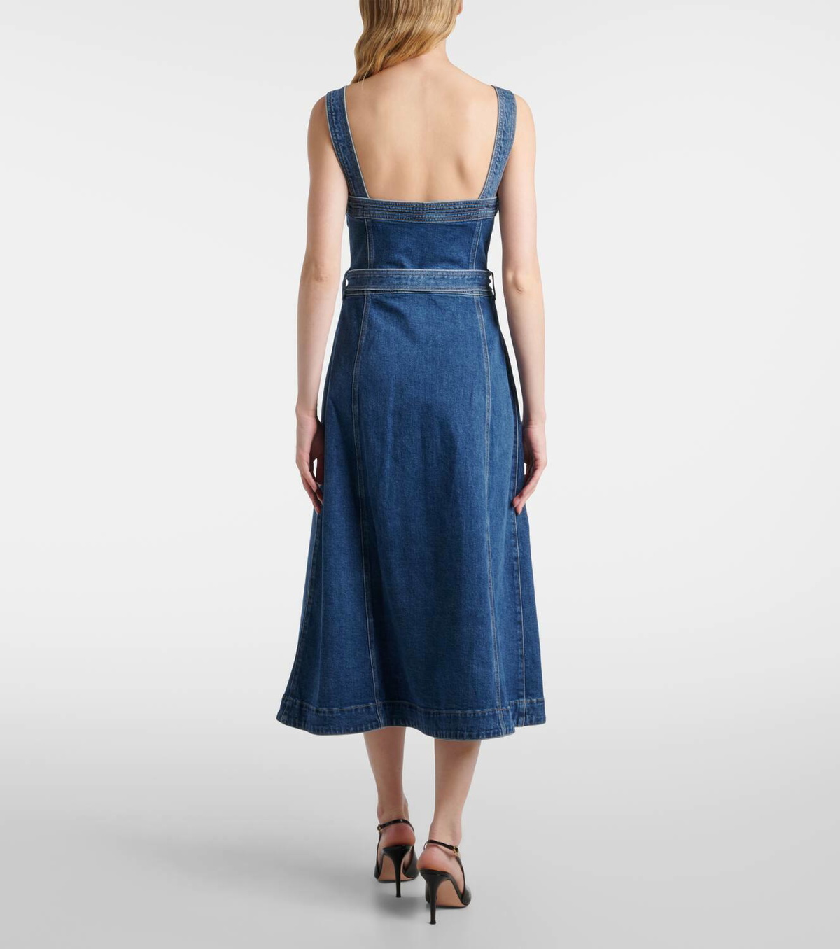 Simkhai Alba belted denim midi dress