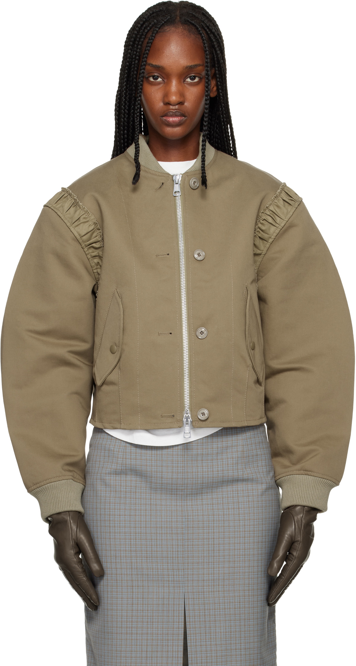 OUR LEGACY Khaki Frill Bomber Jacket