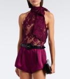 Retrofête Sigma sheer tie-neck lace top