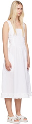 GANNI White Shirred Midi Dress