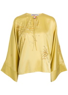 Bernadette Naomi Embellished Stretch-silk Blouse Yellow