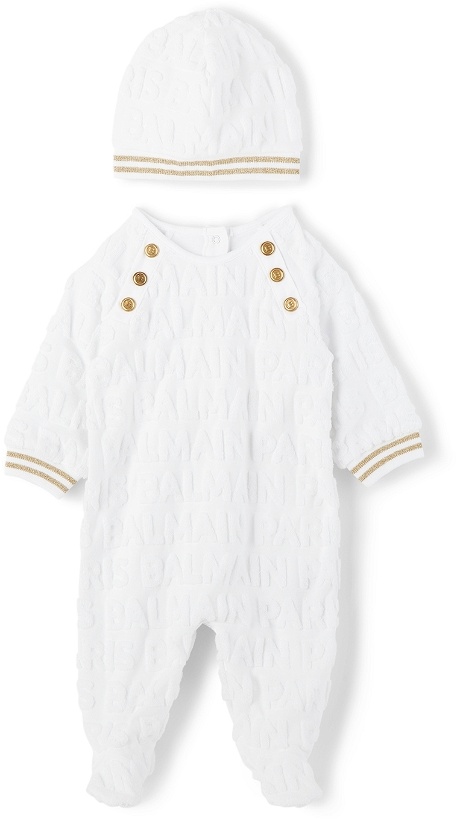 Photo: Balmain Baby White Terry Bodysuit Set